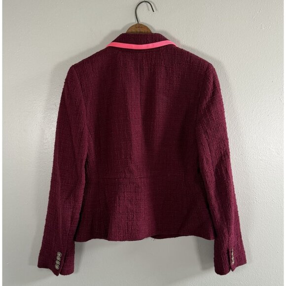 J. Crew Womens Tweed Peplum Blazer Jacket Sz 4 Cotton Preppy Pink Academia - Picture 4 of 11